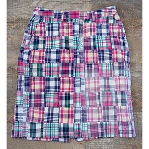 Brooks Brothers women's patchwork Madras Multi‎ Color preppy skirt 2